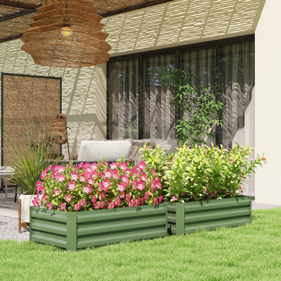 Outsunny Set of 2 Raised Garden Bed, 100 x 60 x 30 cm, Green