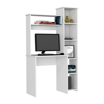 17.80'' W Rectangle Computer Desk with Hutch