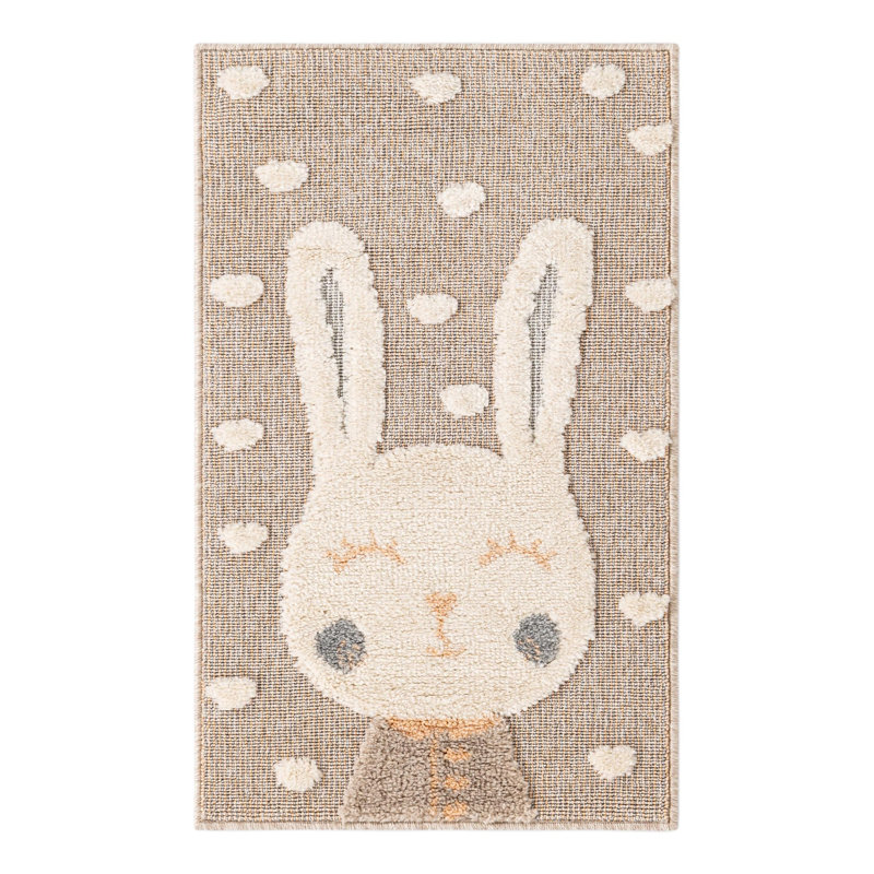 Unique Loom Heart Bunny  Whimsy Kids Rug, Rectangle 2' x 3'1"