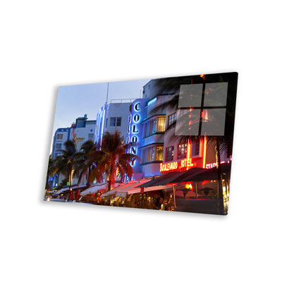 " Hotels Lit Up At Dusk In A City, Miami, Miami-Dade County, Florida, USA " by Panoramic Images