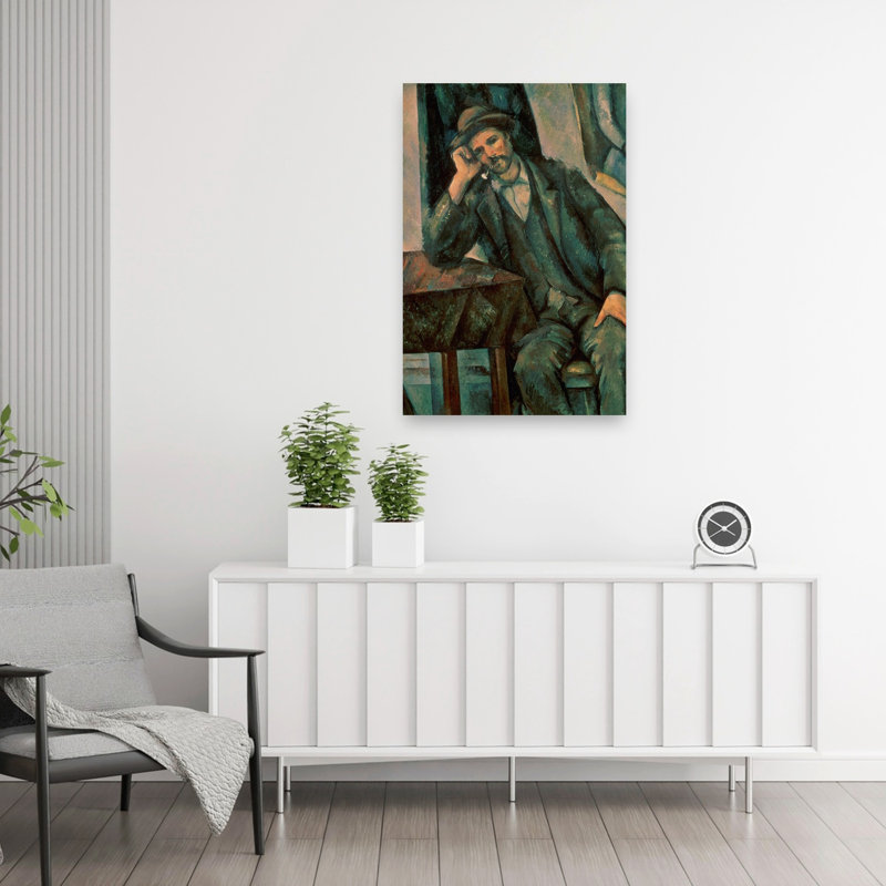 " Man Smoking A Pipe, 1890-92 Dreamy Abstract Contemporary Portrait Wall Art Print " by Paul Cezanne, H 36 po x l 24 po