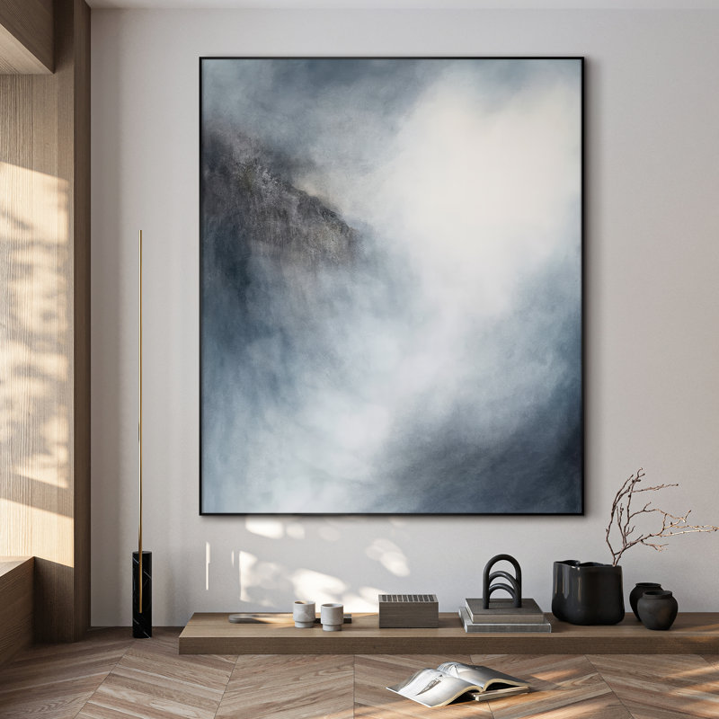 Très grand art mural imprimé sur tissu - Abstrait neutre moderne pour la décoration d'œuvres d'art contemporain pour le salon ou la chambre à coucher - «Assemblage requis du cadre (cadre non fini)»