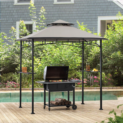 Steel barbecue Gazebo LINAS - 152cm x 244cm, beige Adaora