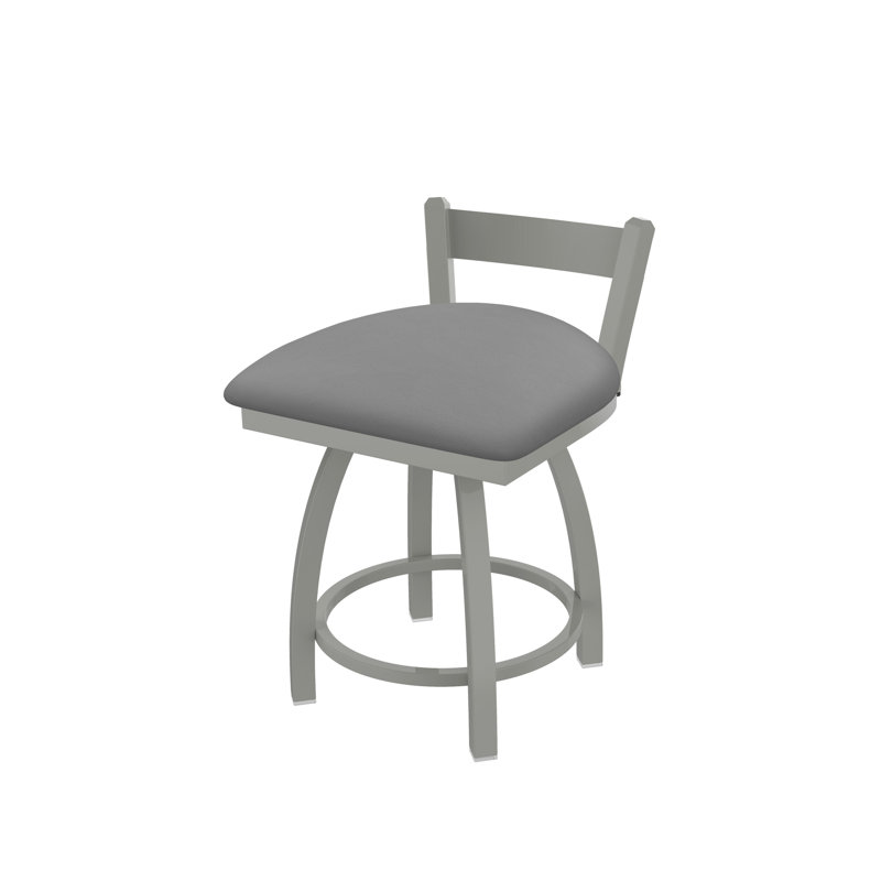 Tabouret de coiffeuse à dossier bas 18 po Catalina, Nickel anodisé, Gris Canter Folkstone