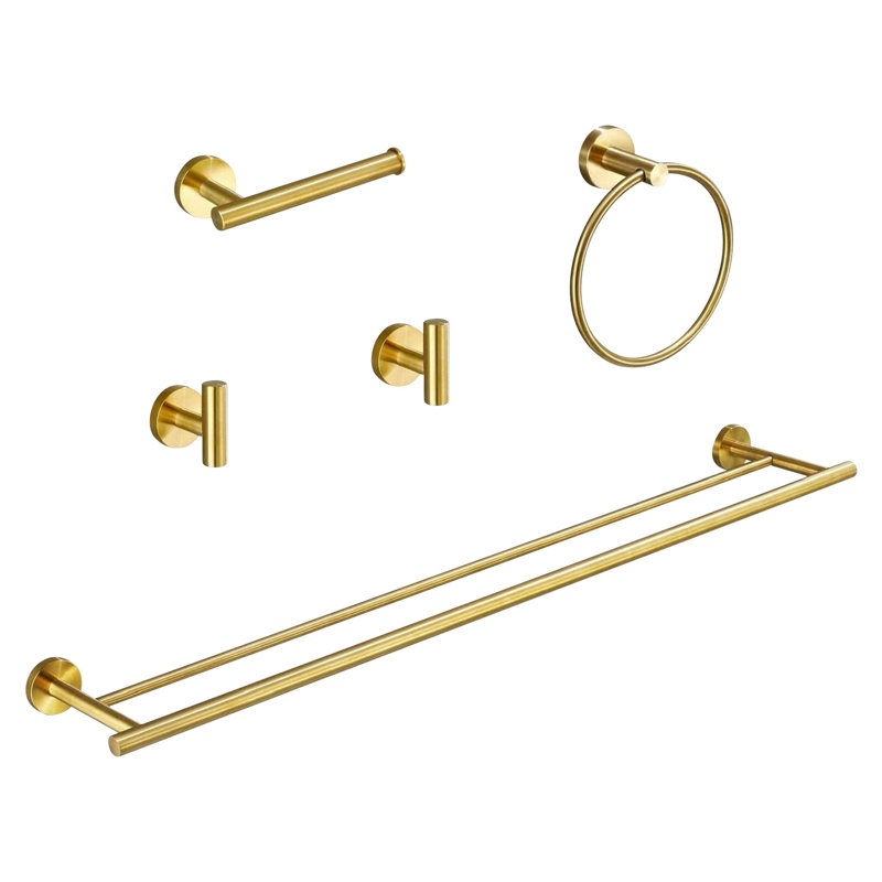 5 - Piece Bathroom Hardware Set, Brushed Gold
