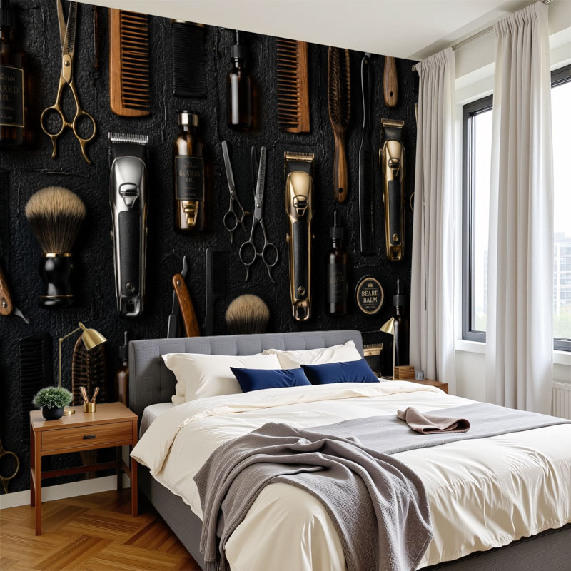 Papier peint adhésif auto-adhésif moderne pour la chambre à coucher Peel and Stick L 69 po x l 96 po - avec outils de coiffeur