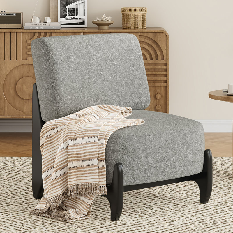 Chaise d'appoint moderne avec base en bois massif, Gris