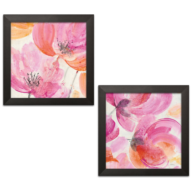 " Joyous I & II Crop " by Albena Hristova 2 - Pieces, Black Framed Paper, 12" H x 12" W x 0.75" D