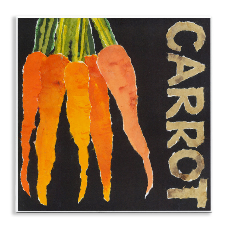 Plaque murale carotte avec légume-racines, design par Nancy Overton