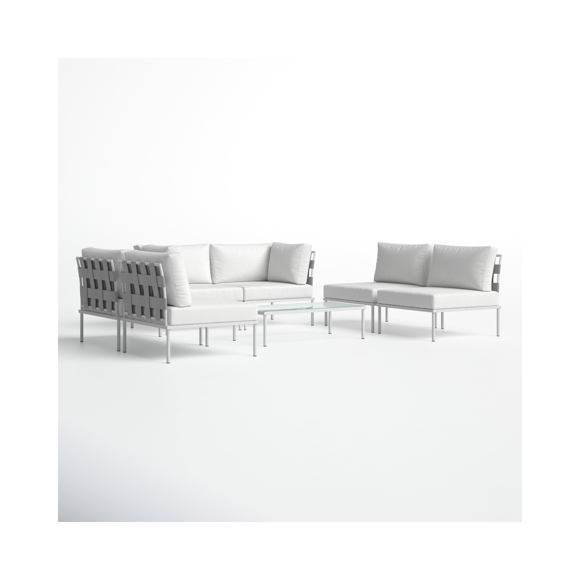 Harmony 7-piece Outdoor Patio Aluminum Sectional Sofa Set, White
