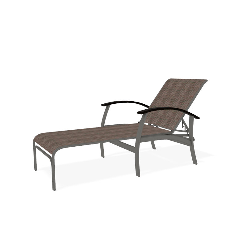 Belle Isle Outdoor Chaise Lounge, Alloy Sunbrella®, Kona P10, Textured Snow