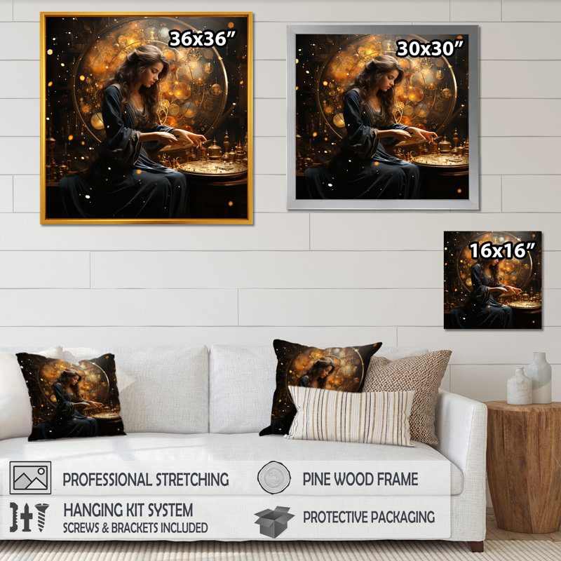 Voyage astrologique I - Astrologie, art mural, Cadre simple noir, H 30 po x l 30 po x P 1,5 po
