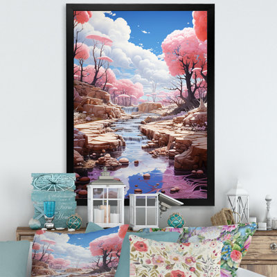 «Kawaii Landscape Pink Geyser Dream», reproduction sur toile