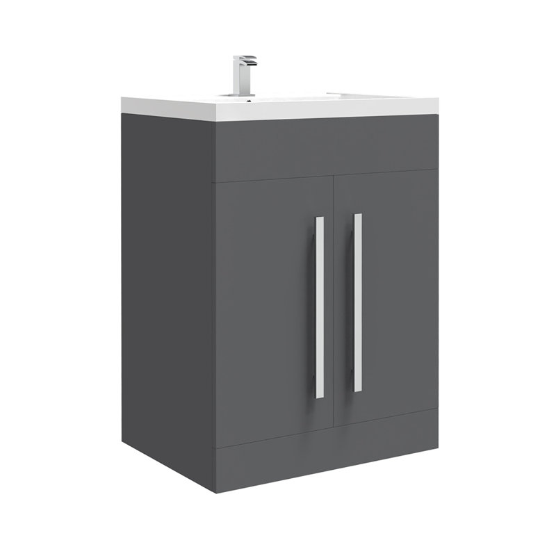 Berenice 590 mm Freestanding Single Vanity with Drop In Basin, Castle Gray