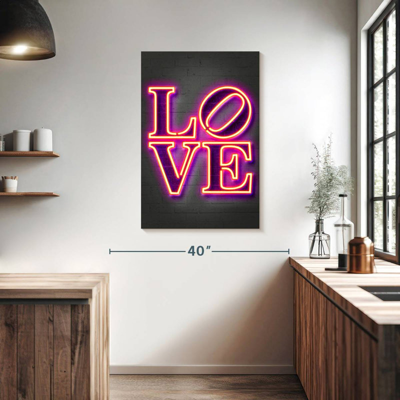 Plaque murale Kema Love In Neon, H 39 po x l 26 po