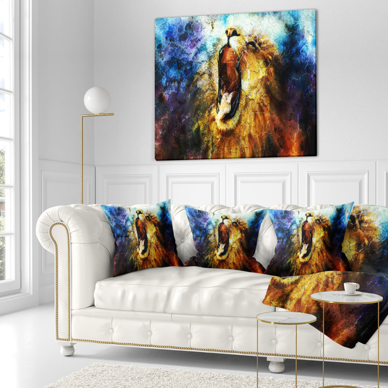 Mighty Lion Émergent - Coussin imprimé animal, 16 po x 1 po, Coussin décoratif