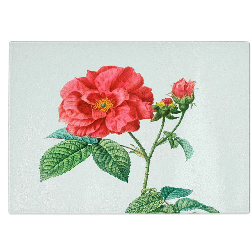 Tempered Glass Blooming French Roses Chopping Board, 39 cm W x 28.5 cm L