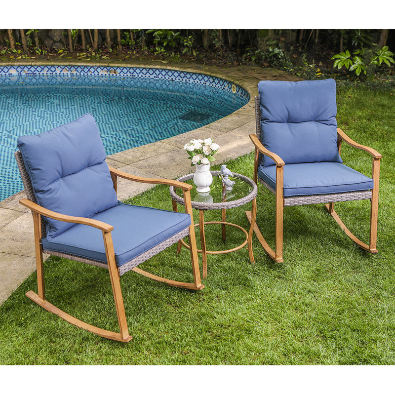 Ensemble bistro pour 2 personnes 20 po avec coussins Fultonham, Bleu