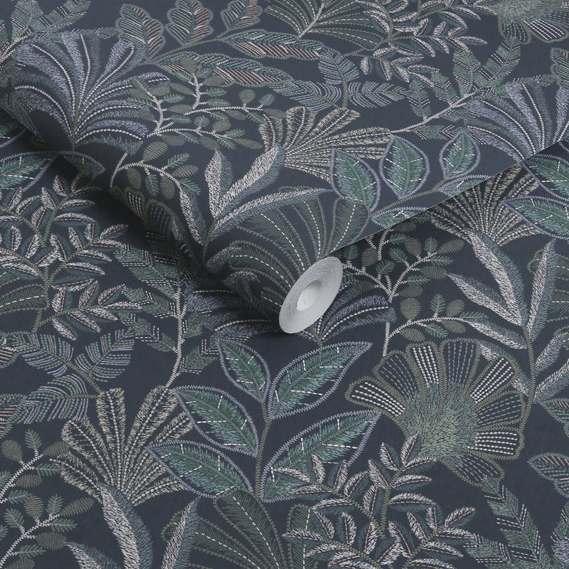  Papier peint tissé bleu marine Vendura, Bleu