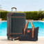 Ensembles de valises rigides avec sacs Valise légère à roulettes doubles avec verrou TSA, valise simple 28 po, noir