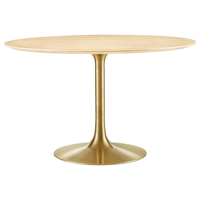 Table de salle à manger Modway Lippa, Naturel, Or, L 47 po x l 47 po