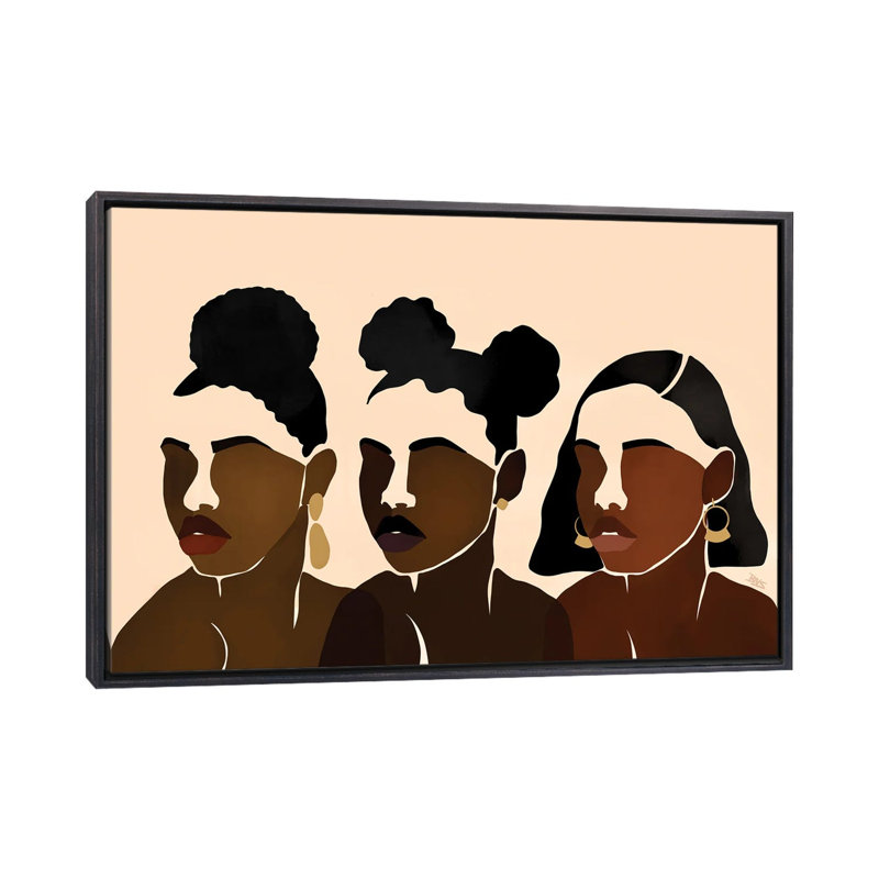 Impression d’art graphique, "sœurs II" par Brie Nicole, Pas de tapis, H 26 po x l 40 po x 1,5 po