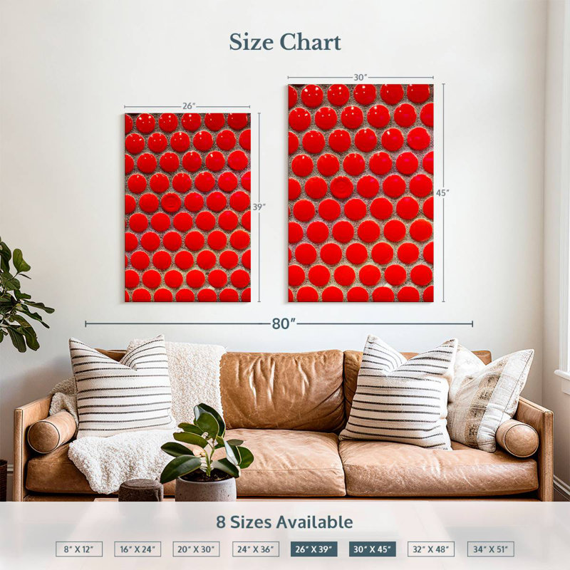 Avery Red Circle Tiles, 39" H x 26" W