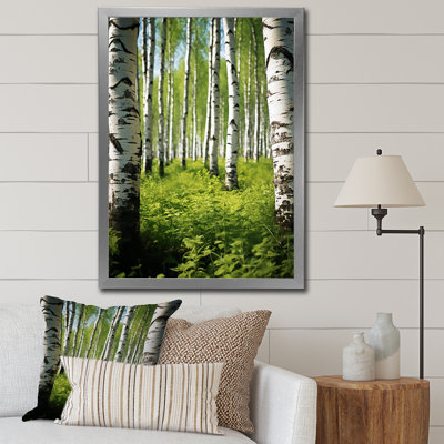 Décoration de mur blanc et vert bouleau II - paysage et nature