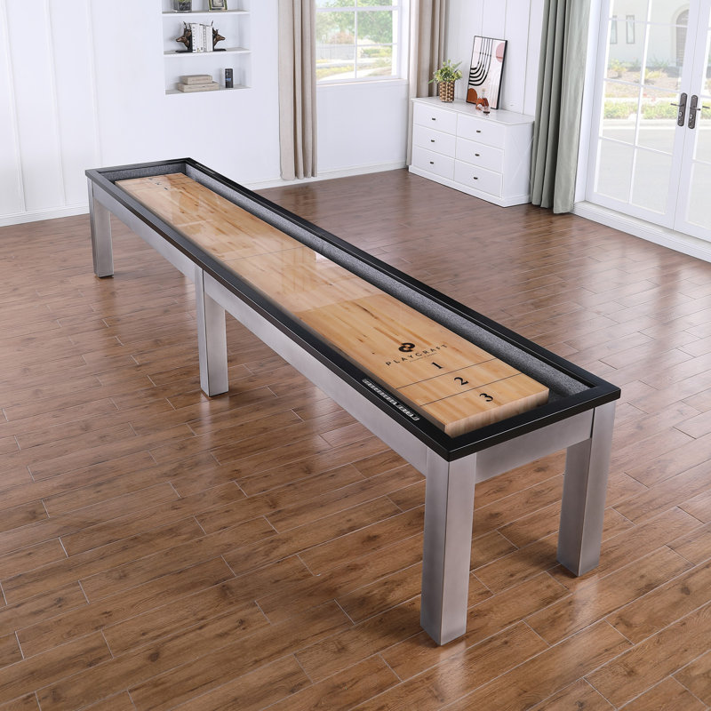 Playcraft Genoa 12’ Pro-Series Shuffleboard, Walnut on Silver, 12', No