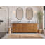 Meuble-lavabo double 84 po avec plateau en quartz Chicago Teak-94392636