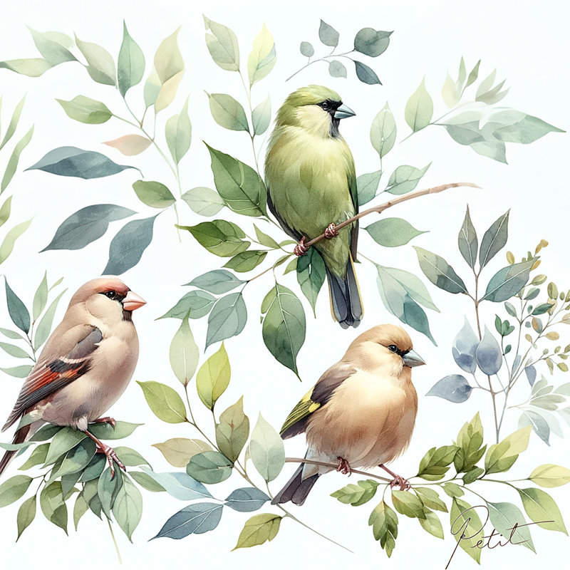 «Avian Ensemble» sur toile, H 24 po x l 24 po x P 1,5 po