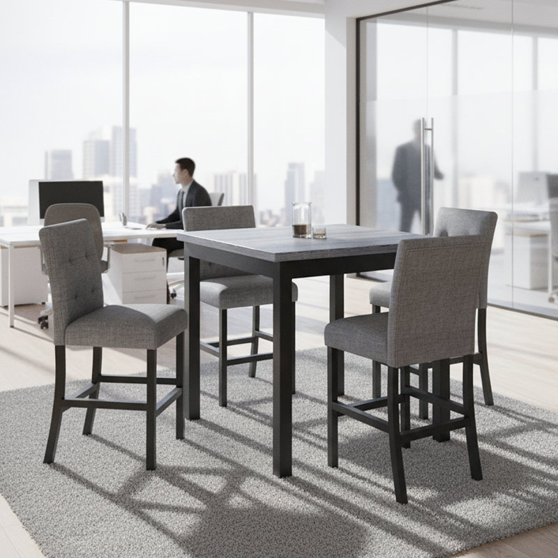 Ensemble de table de salle à manger à hauteur de comptoir de réception avec chaises rembourrées - 5 pièces