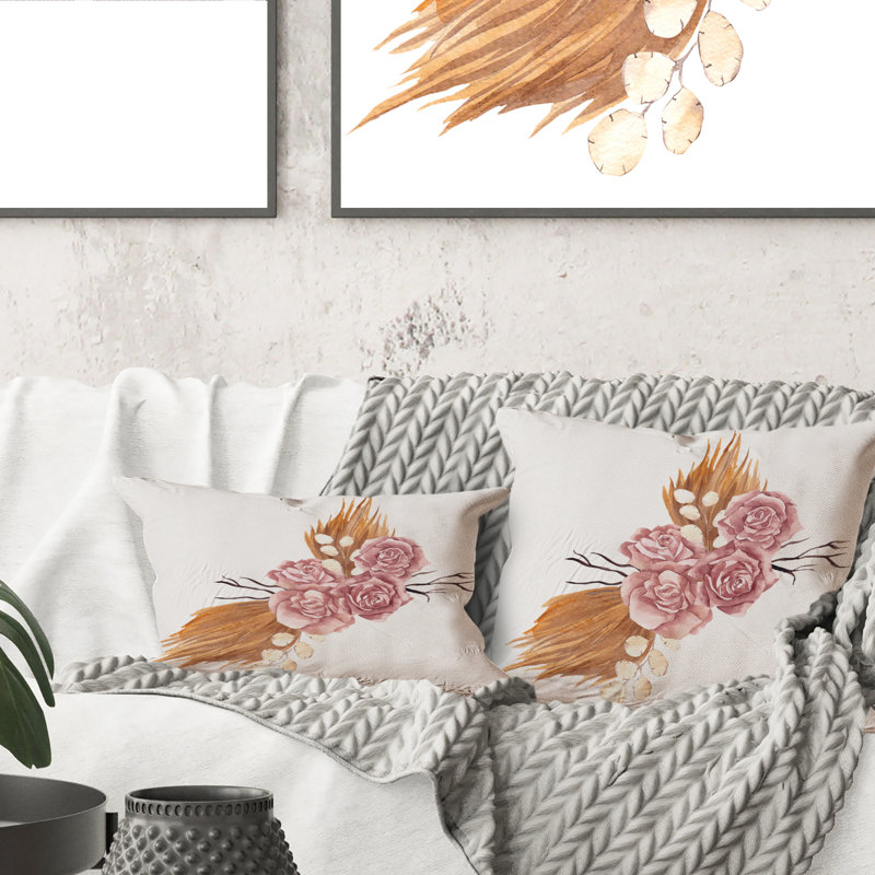 Floral Throw Pillow, 16" x 16"