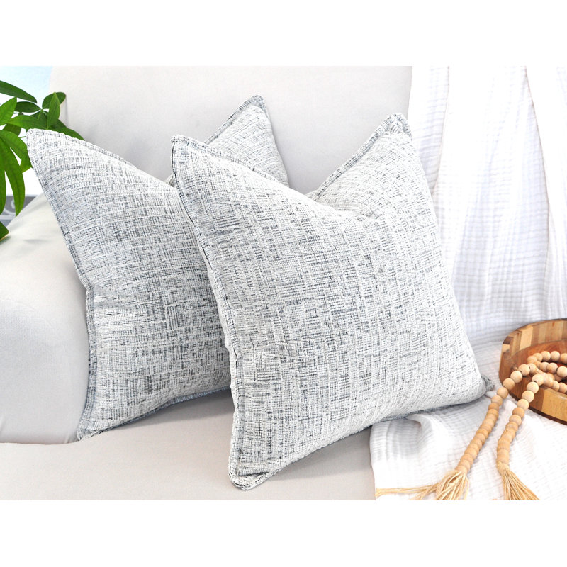 Oveesha Cream White Chenille Square Throw Pillow Covers, 20" x 20" (Set of 2)