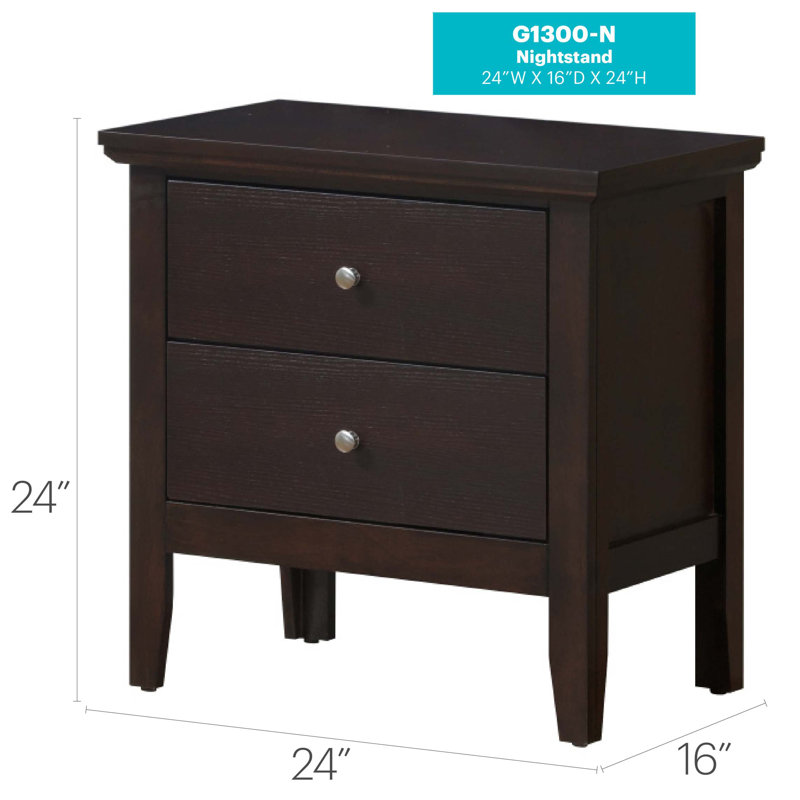Chic Nightstand With Storage Drawers, Espresso