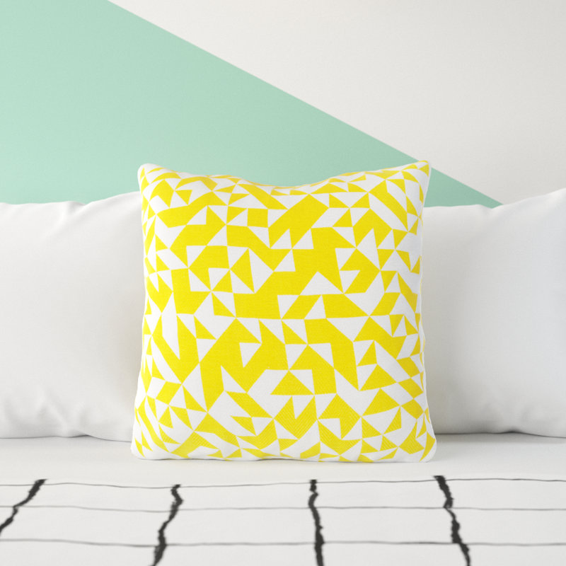 Teori Geometric Cotton Throw Pillow, 20" x 20", Polyester, Charcoal