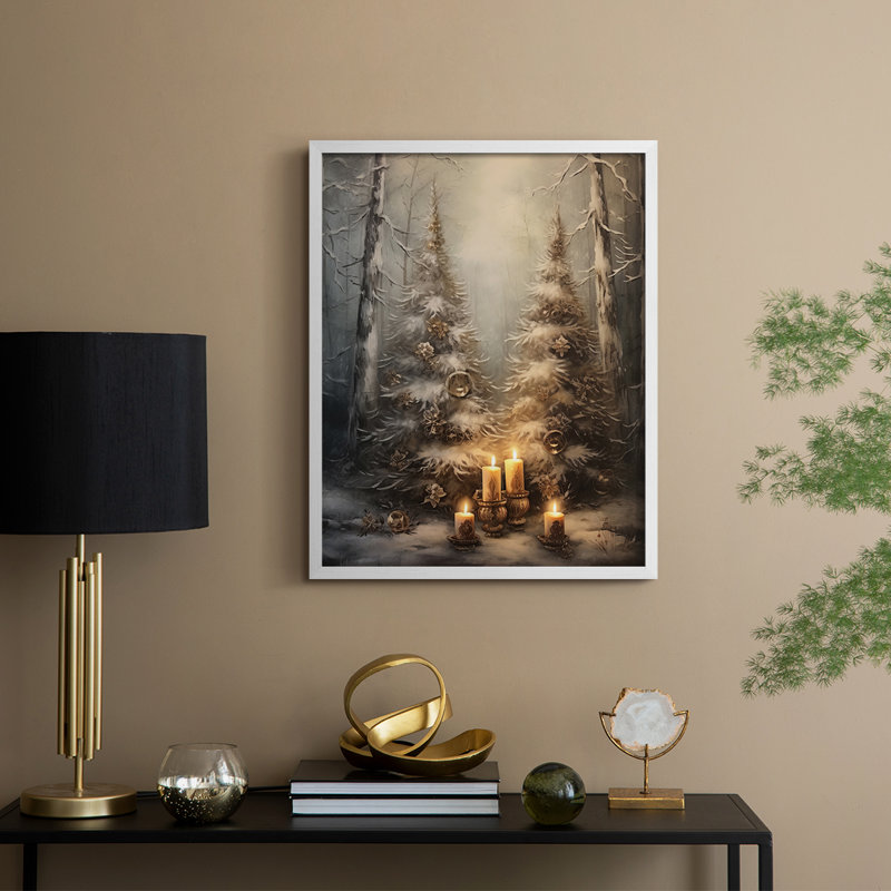 «Christmas Holiday Art Dxxxi», reproduction d'art encadrée - bois massif, H 11 po x l 9 po, Blanc