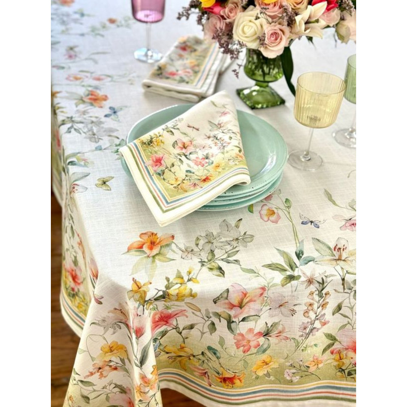 Lily Garden Floral Tablecloth, 84" Rectangle