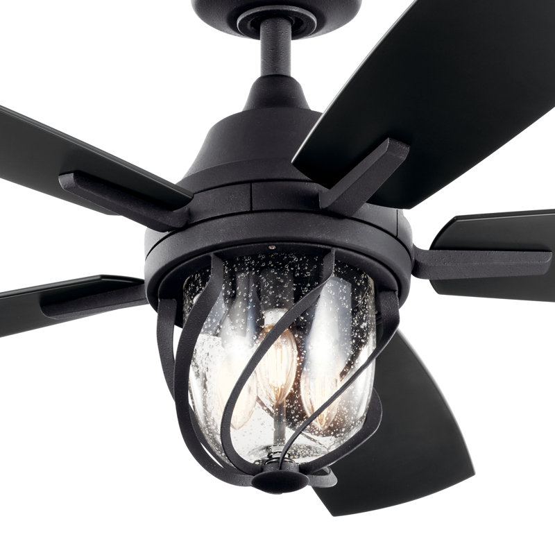 Ventilateur de plafond standard à 5 pales avec éclairage à DEL 52 po Lydra, Noir patiné