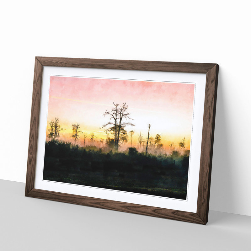 Fog over Woodland - Picture Frame Graphic Art Print, Walnut Framed, 62cm H x 87cm W x 2cm D