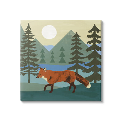 «Red Fox Run Forest Distant Mountains Sunset» par Victoria Barnes - impression