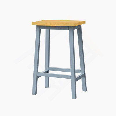 Tabourets de bar en bois massif (pas cher en fer), ensemble de 2 chaises de bar de 25,6 po de hauteur, tabourets de comptoir de cuisine avec repose-pieds, tabourets de ferme pour la salle à manger, cuisine, comptoir, gris bleu