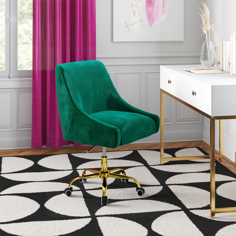 Chaise de travail Westlyn avec velours et double roue, Velours, Brun clair