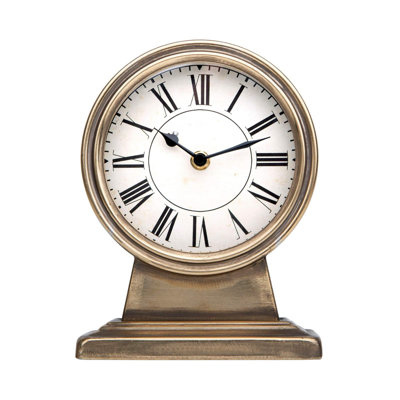 Vintage Gold Mantle Clock, Silent Non-Ticking Battery Operated Rustic Table Desk Shelf Clock For Living Room Decor