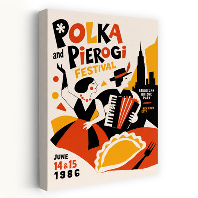 «Polka Pierogi Festival», impression d'art rétro sur paysage urbain rétro traditionnel