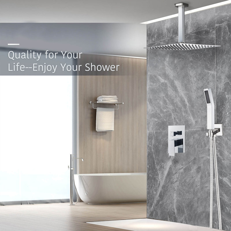 Système de douche complet avec valve brute, Chrome chrome