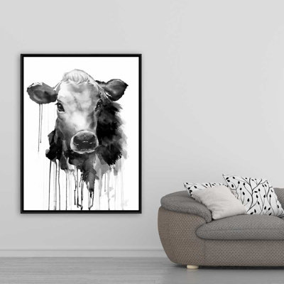 Jersey Cow Monochrome Canvas - Elegant Home Decor Art