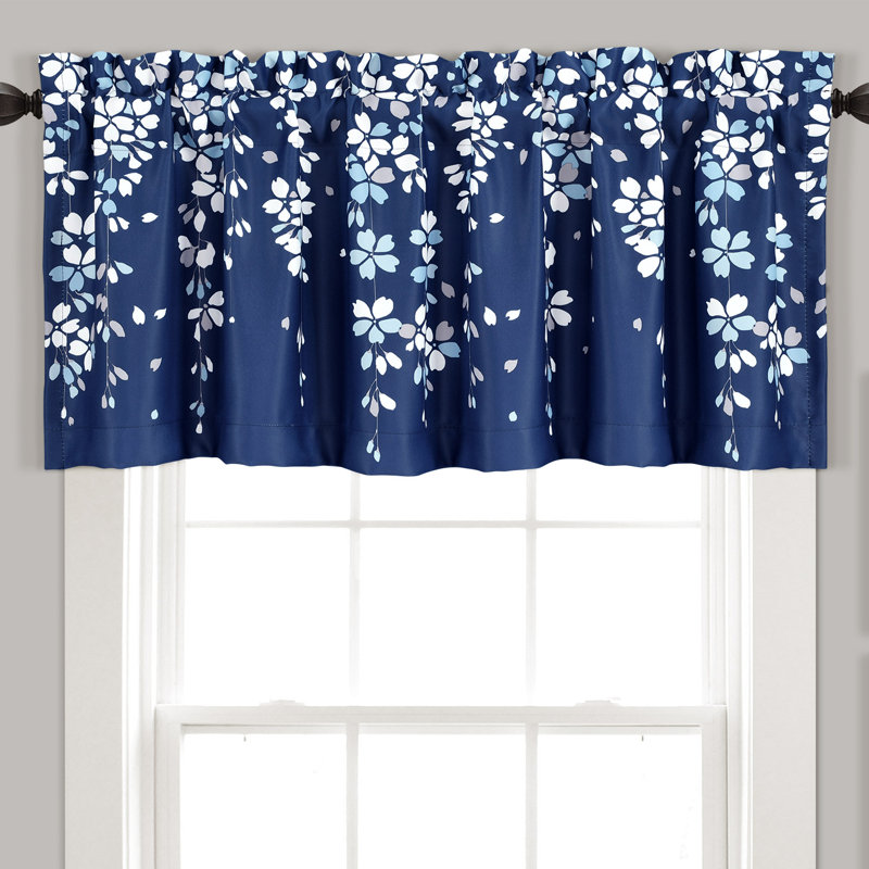 Floral Tailored Window Pelmet, Navy