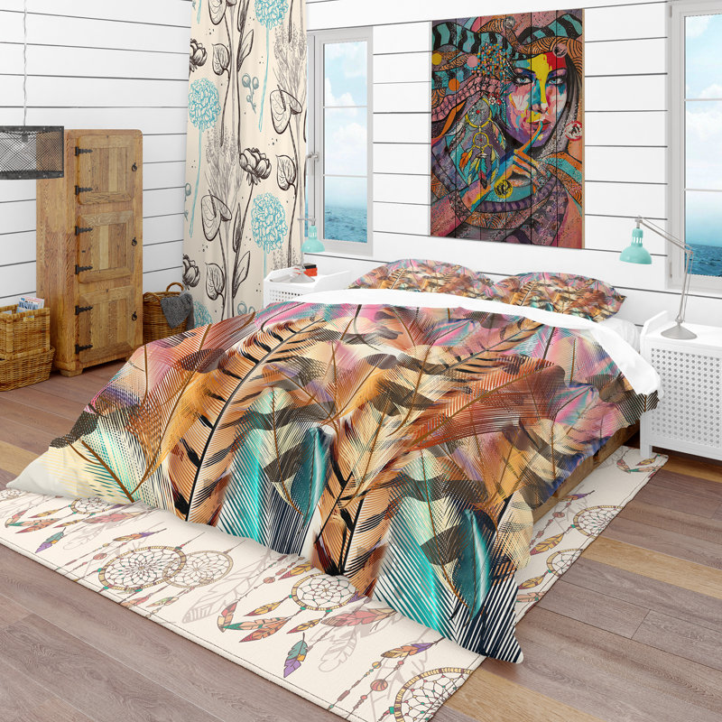 Tiger Patterned Bohemian Microfiber Full/Queen Duvet Cover Set
