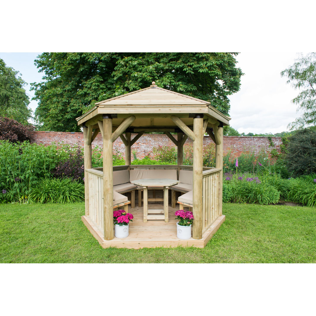 Furnished 3.3m x 2.9m Wooden Gazebo with Timber Roof with Installation Service